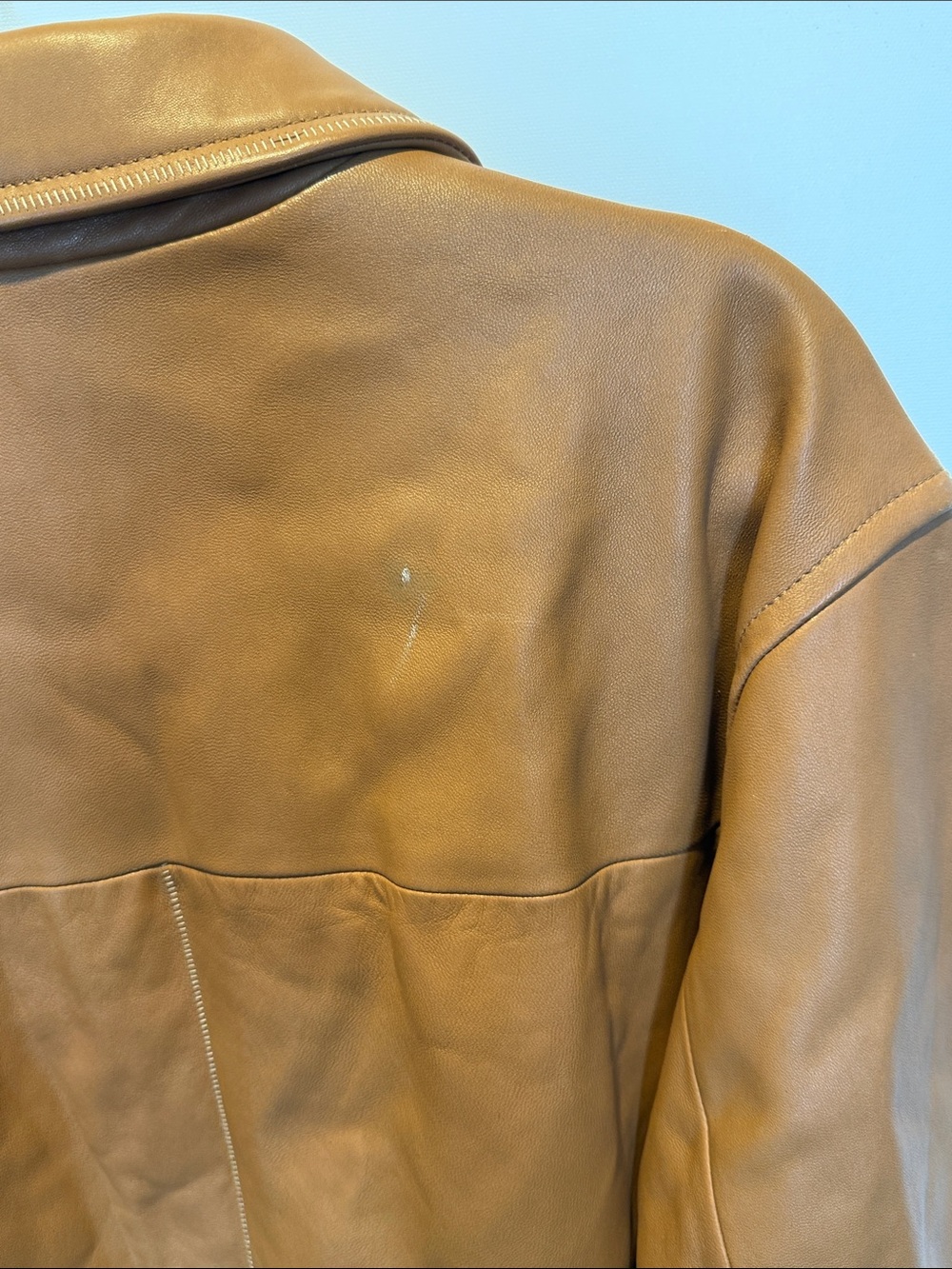 Wilsons Leather Pelle Studio Men's Cognac Leather Zip-Up Jacket Large - Picture 6 of 9